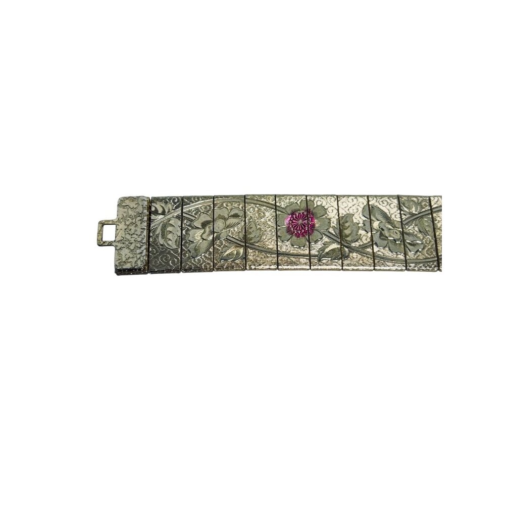 Vintage Gold Tone Floral Paneled Bracelet (6145) - Picture 5 of 10